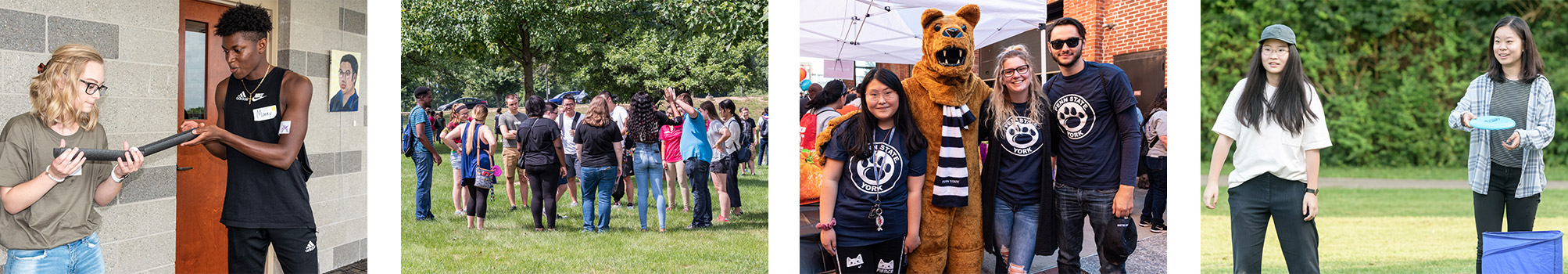 Collage of students participating in various new student activities