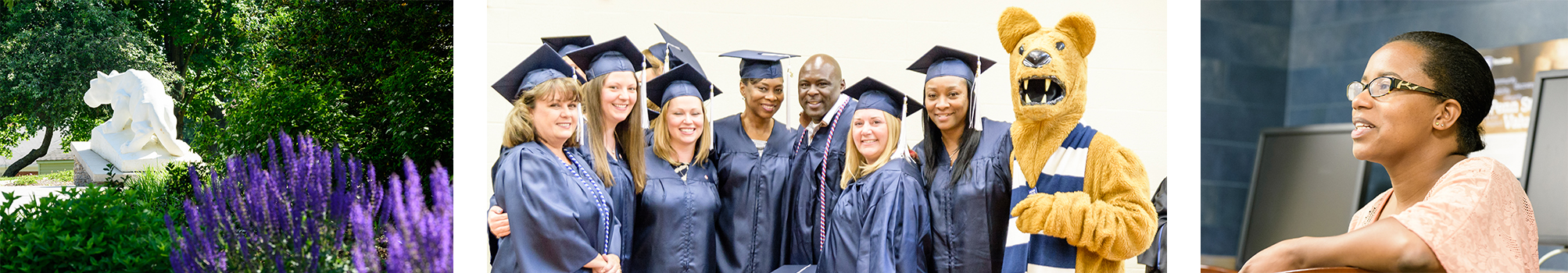 Photos of students and scenes on campus.