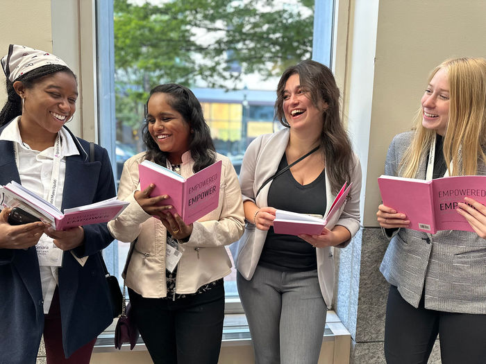 Four female students from Penn State York who attended the Pennsylvania Conference for Women.