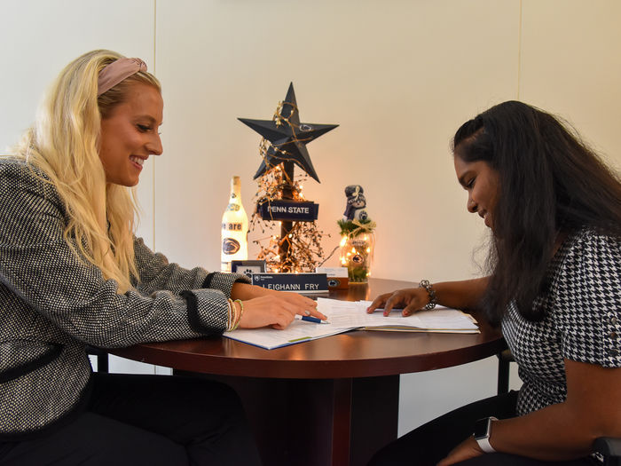 Penn State York's Academic Adviser having a conversation with a student.