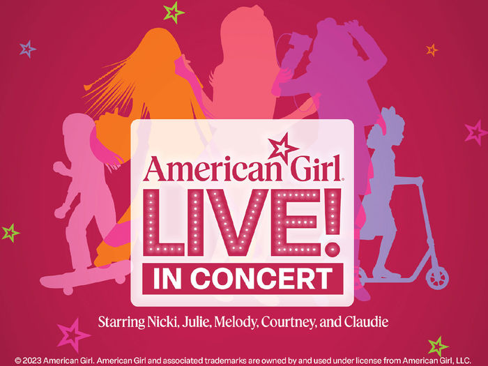 Graphic including the words American Girl Live in Concert and female shadow cutout images