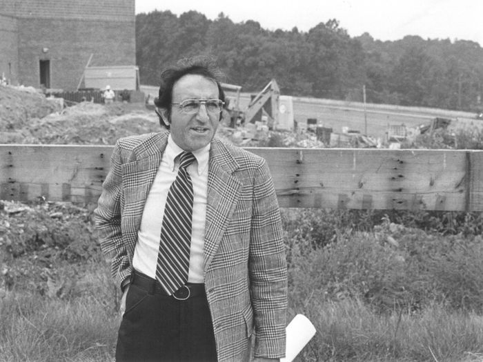 Edward M. Elias during construction of the Student Community Center