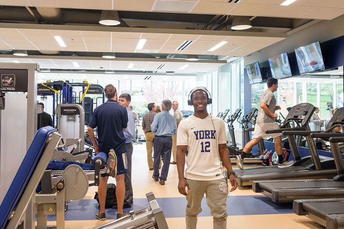 Students and staff use the new fitness center.