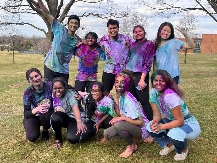 Students celebrating Holi