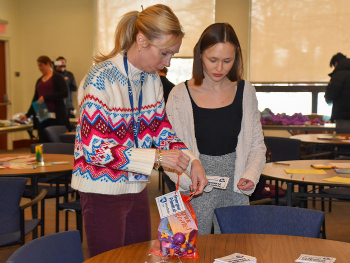 Students, faculty, and staff assembled over 250 care kits for patients at the Penn State Health Children's Hospital in Hershey, Pennsylvania.