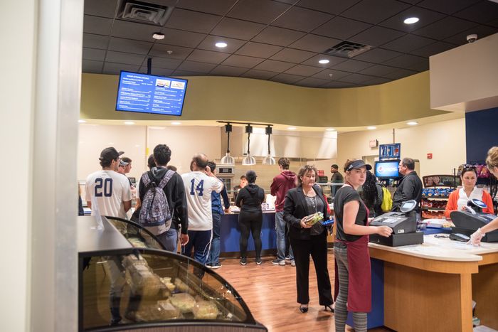 Students getting food at Rosie’s