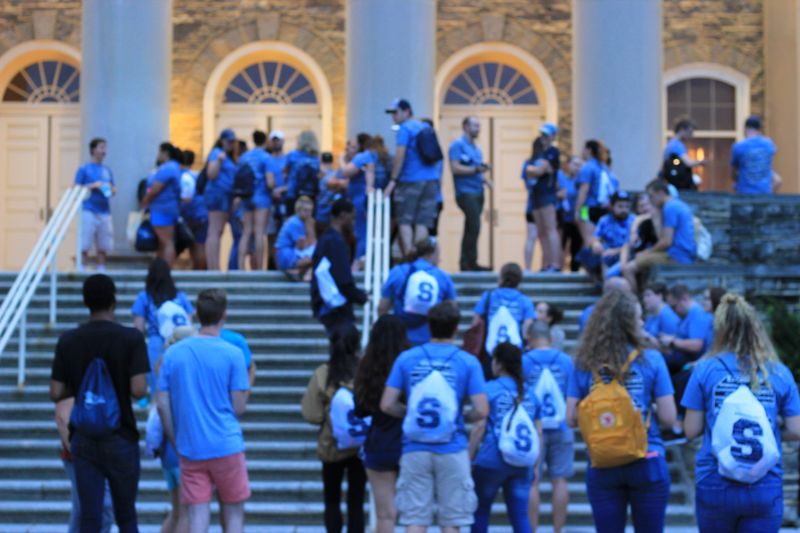 Penn State students from across the commonwealth tour Old Main's Bell Tower during the Summer Leadership Conference