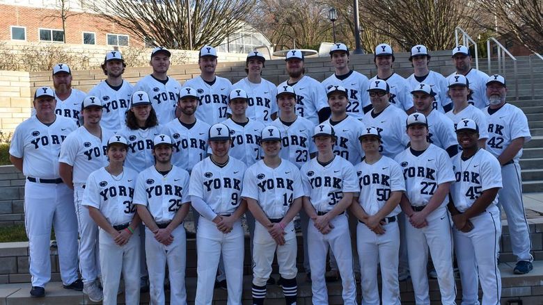 Group shot of the Penn State York 2023 baseball team in uniform