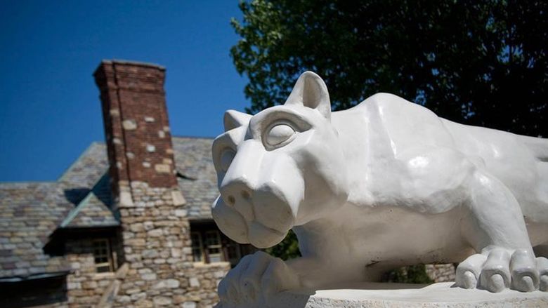 Nittany Lion statue outside Schiavo Hall on Hazleton campus