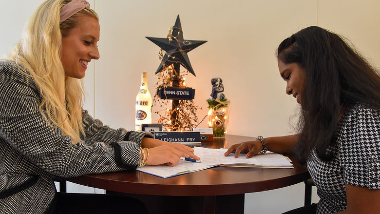 Penn State York's Academic Adviser having a conversation with a student.
