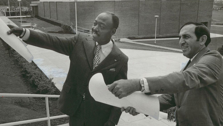 Edward M. Elias and Vonnie Grimes planning the new library