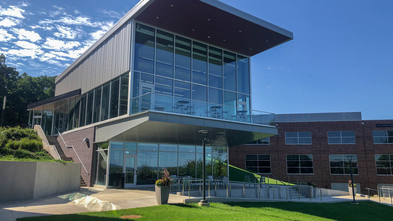View of the backside of the Graham Center for Innovation and Collaboration in the Fall of 2022.