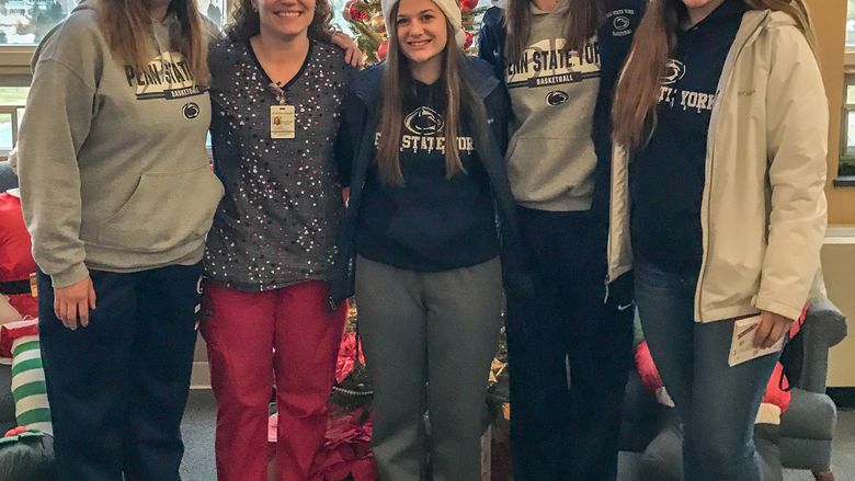 York Women's B-ball Holiday Cheer1