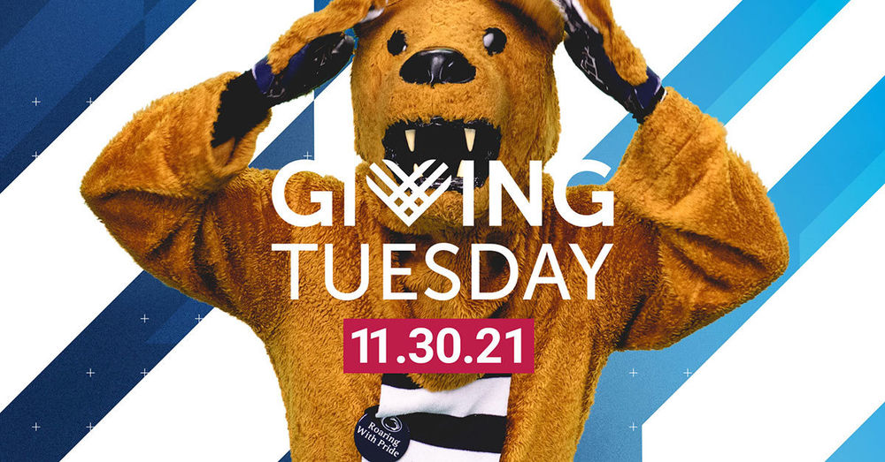 Nittany Lion wagging ears with GivingTuesday logo